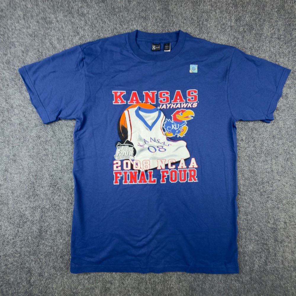 Gear For Sports Mens Kansas Jayhawks 2008 NCAA Final Four Blue T-Shirt Large